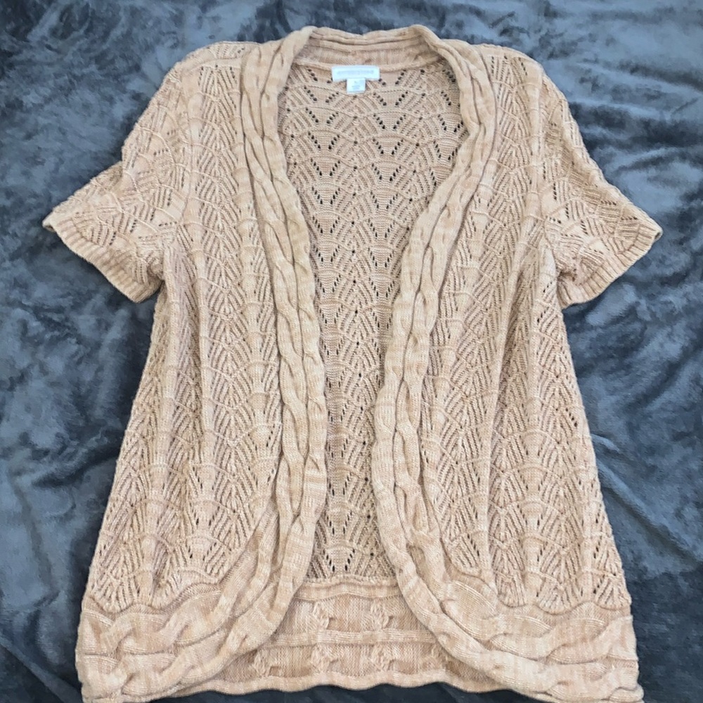 Christopher & Banks lightweight, short sleeve long 100% cotton cardigan size XL